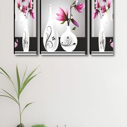 SAF White & Black 3 Pieces Floral Wall Arts-picture-28