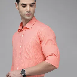 Park Avenue Pure Cotton Self Design Slim Fit Textured Formal Shirt-image-24