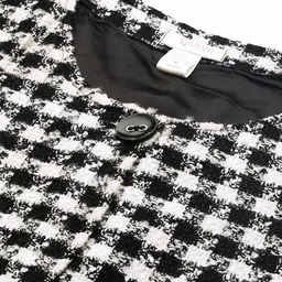 Qurvii Women Black White Houndstooth Checked Open Front Jacket image 3
