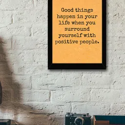 TIED RIBBONS Black & Yellow Solid Inspirational Typographic Wall Art image 1