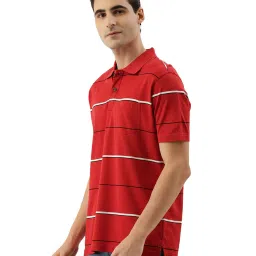 Burnt Umber Bright Red Striped Polo T-Shirt image 3