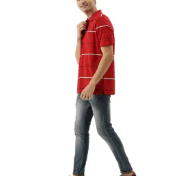 Burnt Umber Bright Red Striped Polo T-Shirt image 5