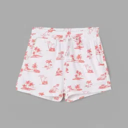 Fame Forever by Lifestyle Kids White & Pink Cotton Printed Shorts image 1