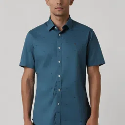 Van Heusen Blue Slim Fit Printed Shirt image 1
