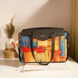 Zouk Luna Abstract Amaze Multicolor Jute Printed Shoulder Handbag-picture-44