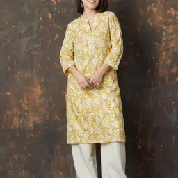 Melange by Lifestyle Women's Yellow Kurta image 1