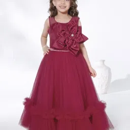 Ministitch Girls Red Flared Fit Party Gown image 1