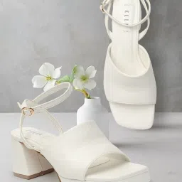 Elle Women's White Ankle Strap Sandals image 1