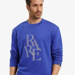 Rare Rabbit Blue Regular Fit Graphic Sweatshirt image 1
