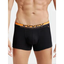 Jockey FP03 Jade Black Super Combed Cotton Rib Trunks with Ultrasoft Waistband image 1