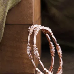Priyaasi Set Of 2 Rose Gold-Plated American Diamond Studded Bangles image 1
