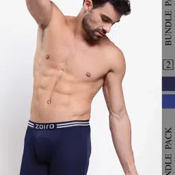 Zoiro Blue & Dark Denim Cotton Regular Fit Trunks - Pack Of 2 image 1