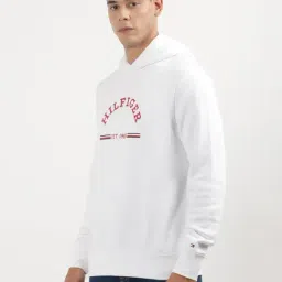 Tommy Hilfiger White Cotton Regular Fit Printed Hooded Sweatshirts image 3