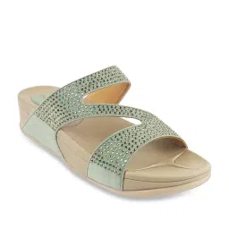 Mochi Women's Green Casual Wedges image 1