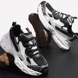 The White Pole Men's Black Casual Sneakers image 1