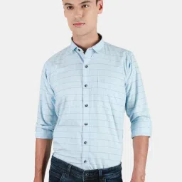 Duke Sky Cotton Slim Fit Checks Shirt image 1