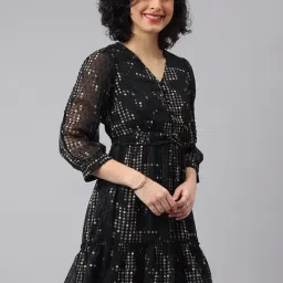 Latin Quarters Black Print A Line Dress image 3