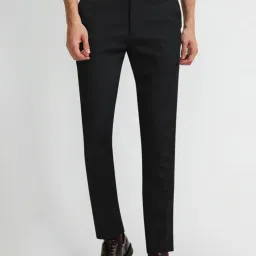 Arrow New York Black Slim Fit Texture Trousers image 1