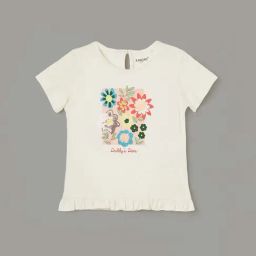 Juniors by Lifestyle Kids Off White Cotton Printed T-Shirt-picture-0