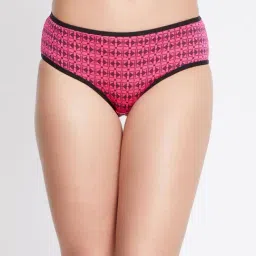 Clovia Mid Waist Printed Hipster Panty in Bubblegum Pink - Cotton-picture-35