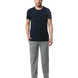 Vimal Jonney Grey & Navy Printed T-Shirt & Trackpants-image-38