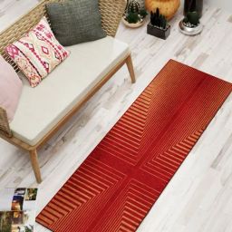 Bianca Red & Beige Microfibre Non-Slip Rug-picture-24