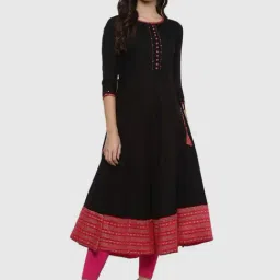 YASH GALLERY Black Printed Flared Kurta-picture-13