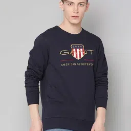 GANT Navy Round Neck Sweatshirt-image-11