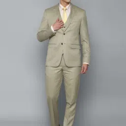 Louis Philippe Gods & Kings Light Green Slim Fit Self Pattern Three Piece Suit-picture-37