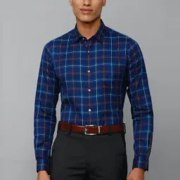 Allen Solly Blue Cotton Slim Fit Checks Shirt-picture-32