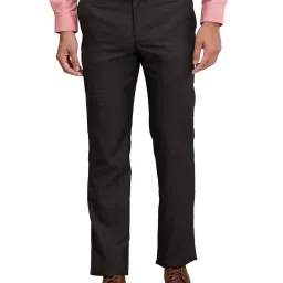Park Avenue Brown Regular Fit Checks Trousers image 1