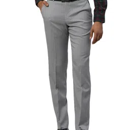 Park Avenue Grey Regular Fit Texture Trousers image 1