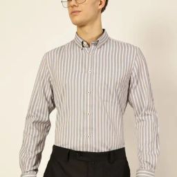 Thomas Scott Brown Regular Fit Stripes Formal Shirt-picture-3