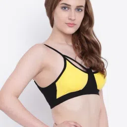 La Intimo Yellow Solid Black Mermaid Bra image 4
