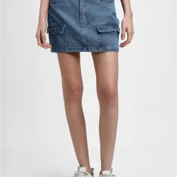Forever 21 Blue Cotton Mini Skirt-image-13