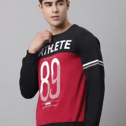 Cantabil Black & Maroon Regular Fit Printed Sweatshirt image 3