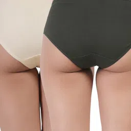 ORLIZEA Women Set Of 2 Multi Color Cotton Blend Solid Hipster Panty image 3