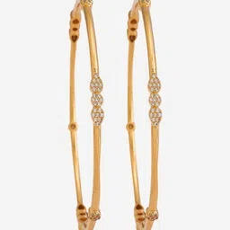 Kushal's Fashion Jewellery Set Of 2 Gold-Plated Stone-Studded Bangles image 3