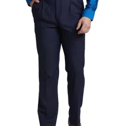 Park Avenue Blue Regular Fit Texture Trousers image 1