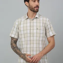 Cantabil Olive Green Regular Fit Checks Shirt image 1