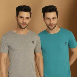 Vimal Jonney Green & Grey Regular Fit T-Shirt image 1