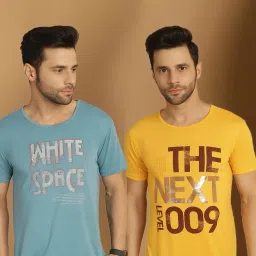 Vimal Jonney Blue & Yellow Regular Fit Printed T-Shirt image 1