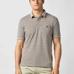 Van Heusen Grey Cotton Regular Fit Printed Polo T-Shirt-image-98