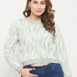 MADAME Mint Green & White Printed Sweater-picture-15