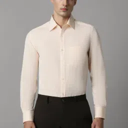 Louis Philippe Beige Cotton Regular Fit Shirt-image-58