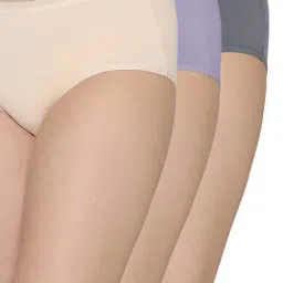 Wacoal Multi-Color Cotton Mid Waist Solid Hipster Panty (Pack of 3)-picture-18