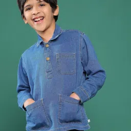 Tales & Stories Kids Blue Cotton Regular Fit Full Sleeves Shirt image 1