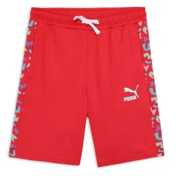 Puma Kids T7 Red Cotton Printed Shorts image 1