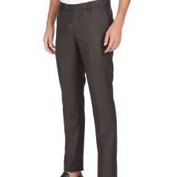 Arrow Brown Regular Fit Self Pattern Trousers image 3