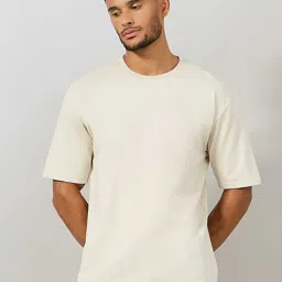 Styli Beige Relaxed Fit Printed Oversized Crew T-Shirt image 1